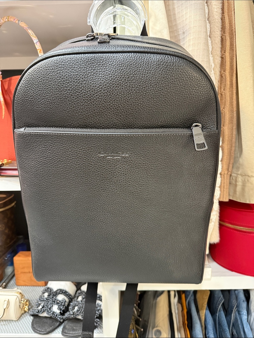 Authentic new Coach Men's Black Pebble Leather Backpack
